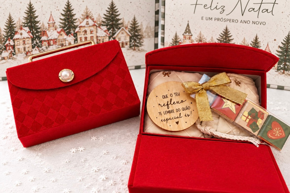 Conjunto Presente de Natal Caixa Veludo
