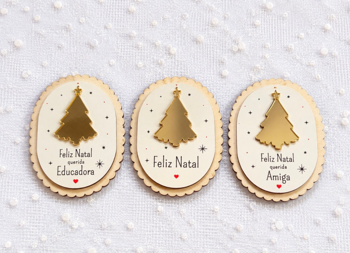 Bola de Natal Personalizada com Meia Natalícia e Íman de Madeira
