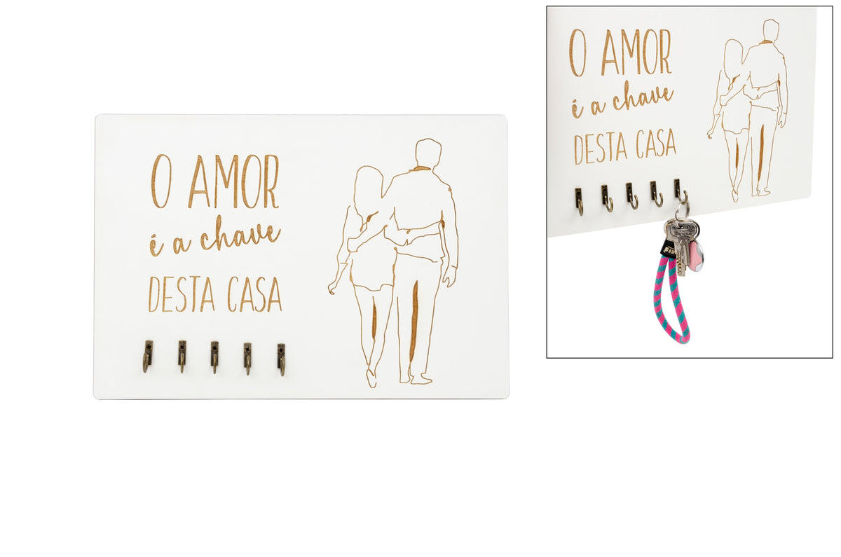 Porta-Chaves O Amor é a Chave Desta Casa