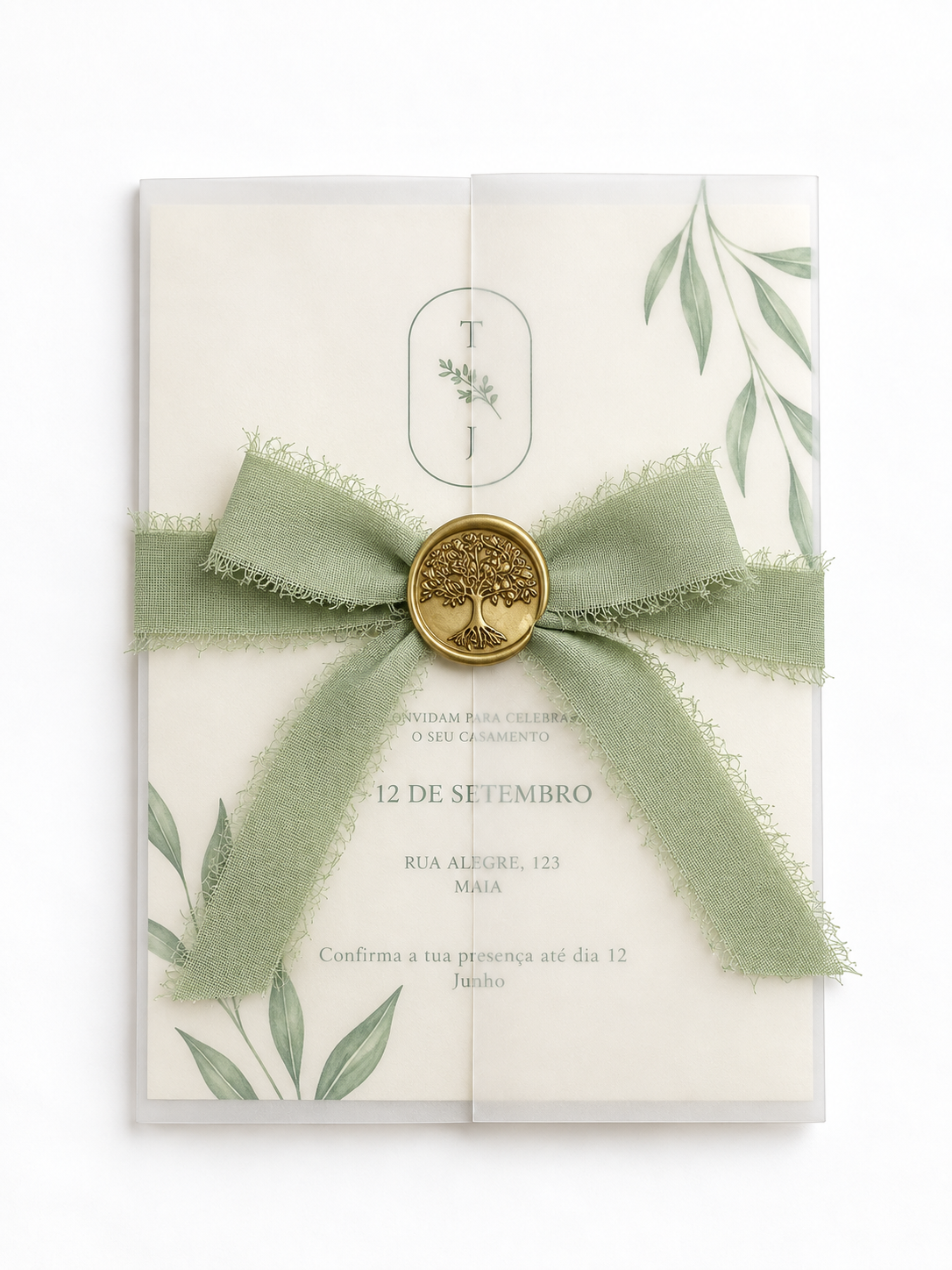 Convite Casamento Verde Salvia