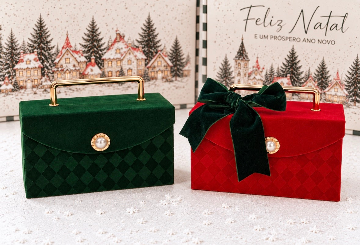 Conjunto Presente de Natal Caixa Veludo