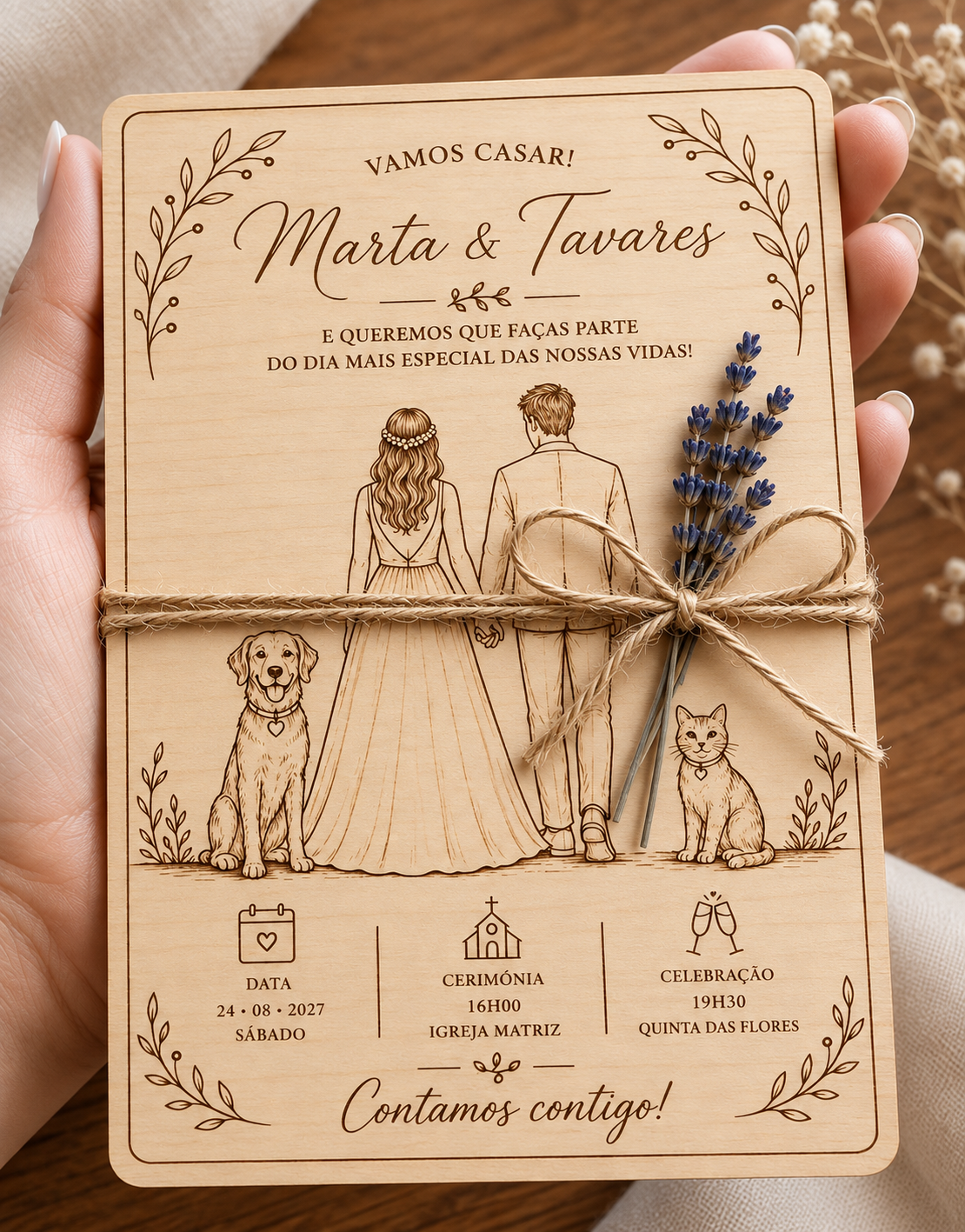 Convite Casamento Madeira