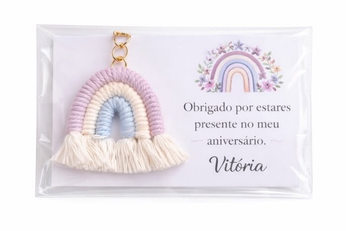 Porta-chaves Arco-Íris em Macramé