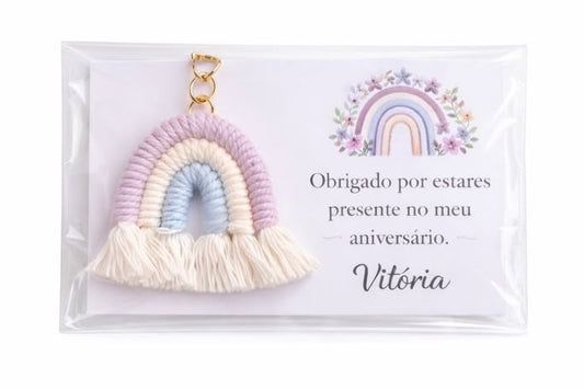 Porta-chaves Arco-Íris em Macramé