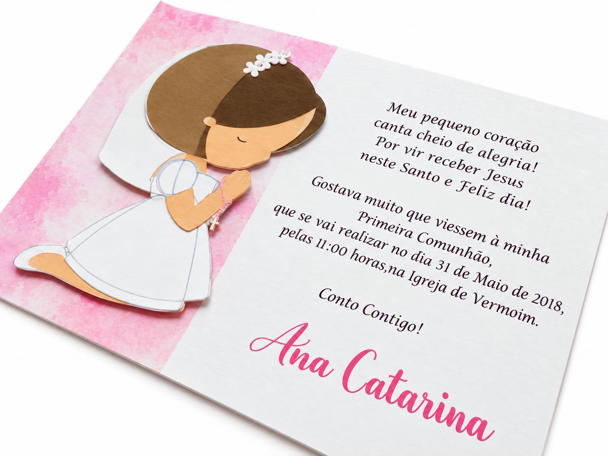 Convite Menina/Menino em Oração 3D