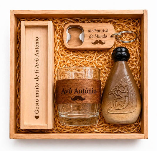 Conjunto caixa madeira Avõ