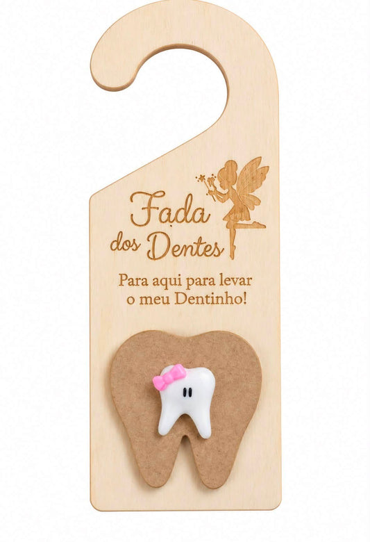 Porta Dentinhos Cabide Madeira