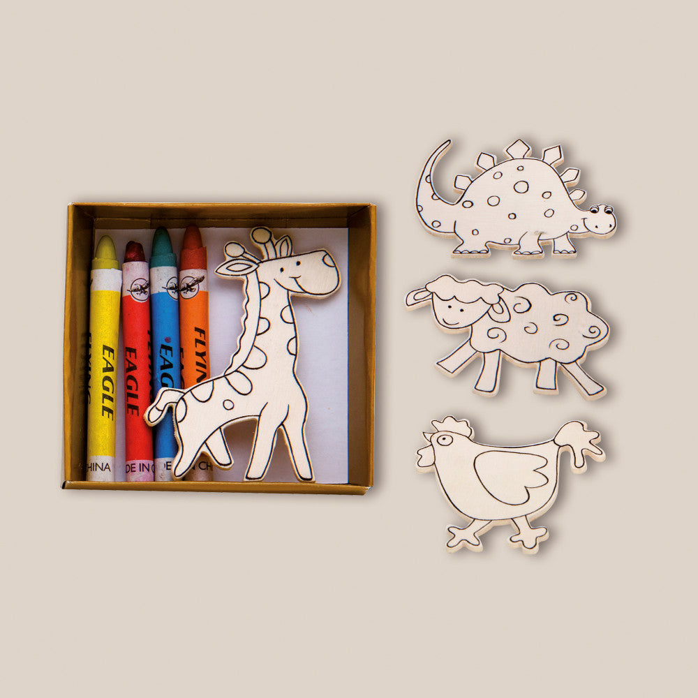 Kit 4 Ímanes de Madeira para Colorir