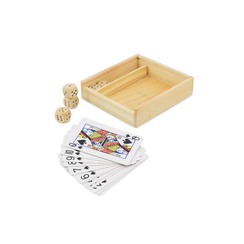Conjunto Madeira Cartas e Dados