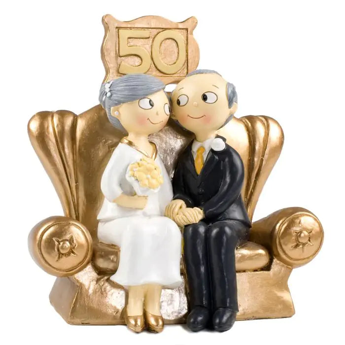 Topo Bolo Sofá Bodas Ouro